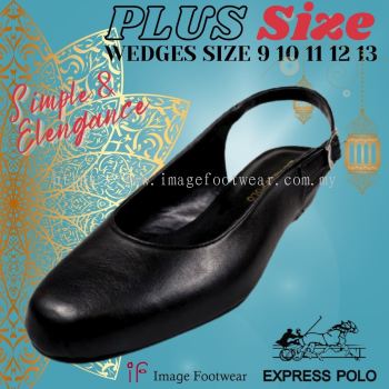 Express Polo PlusSize Women 1 inch Wedges Shoes-SL-0613-BLACK Colour