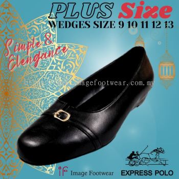 Express Polo PlusSize Women 1 inch Wedges Shoes-SL-0612-BLACK Colour