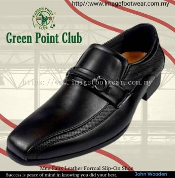 GREEN POINT Men Faux Leather Formal Slip-On Shoe- GP-821045-32- BLACK Colour