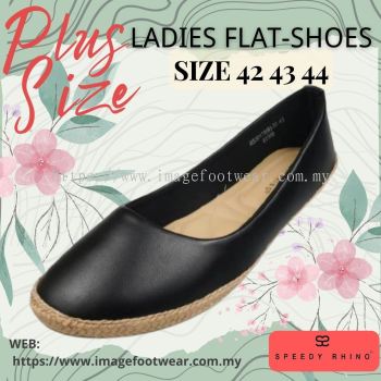 SPEEDY RHINO Plussize Ladies Comfort Flat Shoes -SR-530178(B)-33- BLACK Colour