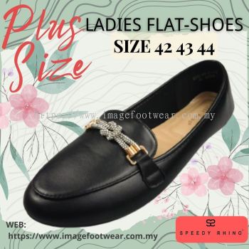 SPEEDY RHINO Plussize Ladies Comfort Flat Shoes -SR-530184(B)-33- BLACK Colour