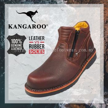 KANGAROO Full Leather Men Mid-Cut Shoe- LM-9858- O/BROWN Colour