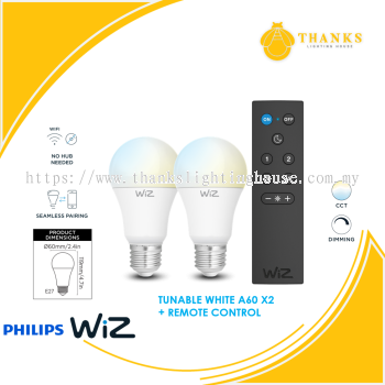 Philips Wiz Tunable White A60 LED Smart Bulb + Remote