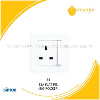 SIMON E3 13A FLAT PIN (BIG ROCKER) SWITCH SOCKET WHITE