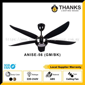 NSB ANISE 56 [GM/BK]- WITH LIGHT CEILING FAN