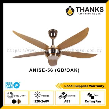 NSB ANISE 56 [GD/OAK]- WITH LIGHT CEILING FAN