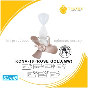 ALPHA KONA-16 (ROSE GOLD/MW) CORNER FAN FOR CEILING/WALL