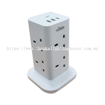 reTOUCH OCTO TOWER SOCKET EXTENSION SIRIM APPROVED WHITE