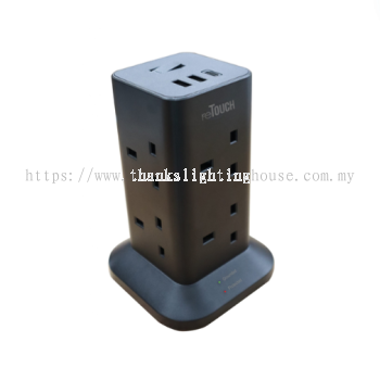 reTOUCH OCTO TOWER SOCKET EXTENSION SIRIM APPROVED BLACK