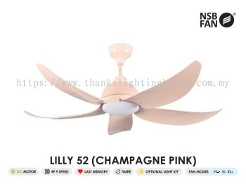 NSB LILLY 52 CEILING FAN CHAMPAGNE PINK