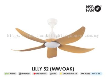 NSB LILLY 52 CEILING FAN MATT WHITE/OAK