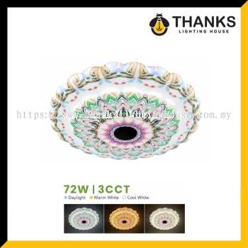 310001 Modern LED Ceiling Light 72W 3CCT Decorative Acrylic Flush Mount Ceiling Lamp | Luxury Floral Mandala Ceiling Light for Living Room, Bedroom & Ho