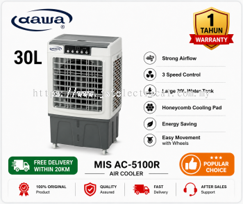DAWA MIS AC-5100R 30L Air Cooler | Portable Evaporative Air Cooler Malaysia | Energy Saving Cooling Fan with Large Water Tank