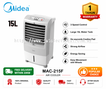 Midea MAC-215F 15L Air Cooler | Portable Evaporative Air Cooler Malaysia | Large Tank Energy Saving Cooling Fan for Home & Office