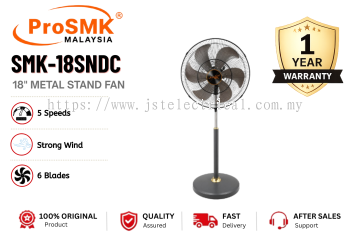 PROSMK SMK-18SNDC 18" Metal Stand Fan | DC Motor | Remote Control | Energy Saving | Powerful Airflow