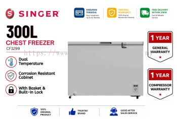 SINGER CF3299 300L Chest Freezer | Dual Temperature Freezer & Refrigerator | Commercial Deep Freezer