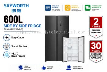 SKYWORTH SRM-476WPE(DB) 600L Flat Built-In Inverter Multi Door Refrigerator | Total No Frost 