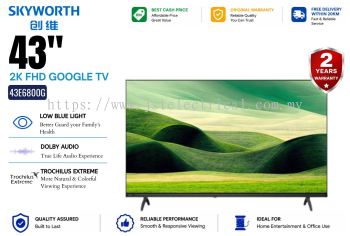 SKYWORTH 43E6800G 43�� 2K Full HD Google TV��Dolby Audio��Google Assistant����խ�߿����ܵ���