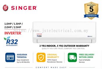 Singer KoolMan KWX102/122/182/242M 1/1.5/2/2.5HP Wall Mounted Inverter AirCond(R32 Inverter)