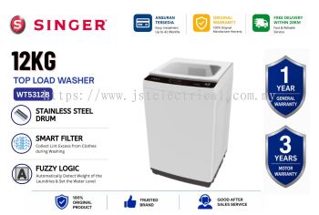 Singer WT5312B 12KG Fully Automatic Top Load Washing Machine | Fuzzy Logic | Stainless Steel Drum 