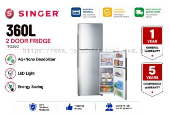 Singer TF2360 360L 2 Door Inverter Frost Free Refrigerator | AG+ Nano Deodorizer | Multi Air Flow 