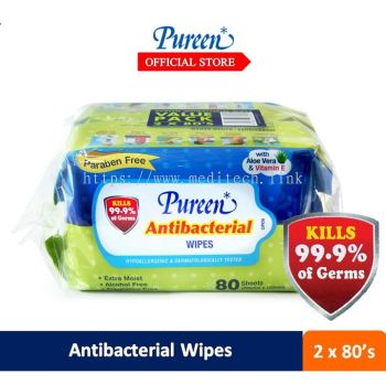 Pureen Antibacterial Wipes Paraben Free (2 x 80's)