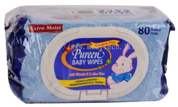 Pureen Extra Moist Blue Baby Wipes 2 x 80 Sheets