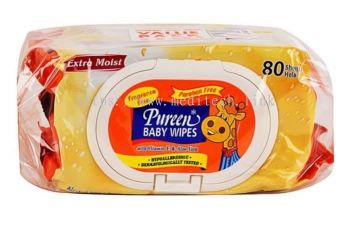 Pureen Extra Moist Orange Baby Wipes 2 x 80 Sheets