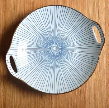 HX60028 9'' Round Plate With Two Handle