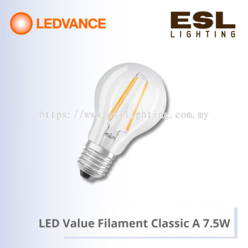 LEDVANCE LED Value Filament Classic A BULB E27 7.5W - 4058075506565 / 4058075506527