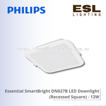 PHILIPS Essential SmartBright DN027B LED Downlight (Recessed Square) - 12W