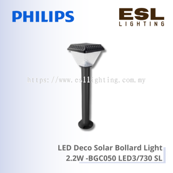Philips LED Deco Solar Bollard Light 1.5W - BGC050 LED2/730 R Spike IP65