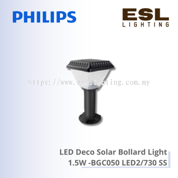 PHILIPS LED Deco Solar Bollard Light 1.5W - BGC050 LED2/730 SS IP65