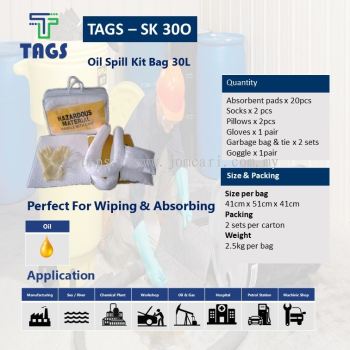 TAGS-SK30O Oil Spill Kit Bag 30L (Oil only)