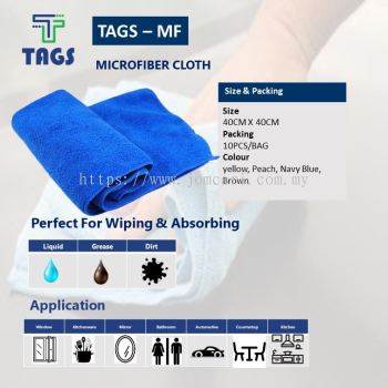 TAGS MICROFIBER CLOTH 40CM X 40CM, 10PCS/BAG