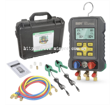 DUOYI DY522A Digital Manifold HVAC Gauge for Refrigeration HVAC Vacuum Pressure Temperature Tester with ball valve