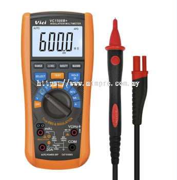Vici VC1508B+ Remote Control Insulation Multimeter, True RMS test, NCV test, Data hold, Backlight, Torch lighting, Max/Min and the difference value between max and min.