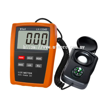 Vici LX-1334B High Precision Digital Illuminometer, Color Temperature 2856K standard calibration, Lux / FC unit display, Data hold, Intelligent Auto Power OFF