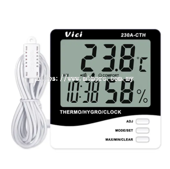 Vici 230A-CTH Digital Thermo Hygro Meter, Long Distance testing, Clock/Date functions, Max/Min memory functions.