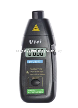 Vici DT-2234C Laser non-contact RPM testing Tachometer, Automatically memory Max/Min/Last value, Automatically store data.