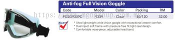 ANTI-FOG FULL VISION GOGGLE 9339