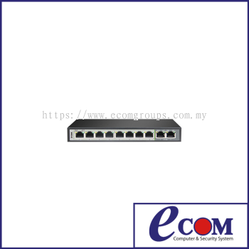 250M 10-Port 1000Mbps Switch with 8 PoE Ports and 2 Uplink Ports