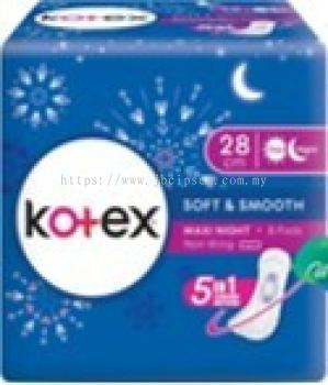 Kotex Soft & Smooth Maxi Night Non Wing 28cm  8 pads 1ctn (48units)