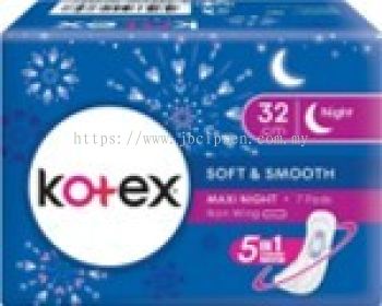 Kotex Soft & Smooth Maxi Night Non Wing 32cm  7 pads 1ctn (48units)