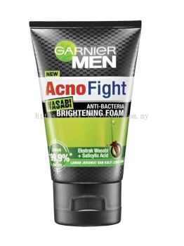 Garnier Men Facial Foam 100ml Acno Fight Wasabi Anti Bacteria Brightening Foam