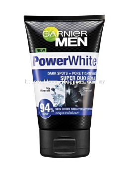 Garnier Men Facial Foam 100ml Power White Anti Dark Spots + Pore Tightening Super Duo Foam 100ml