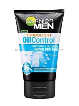 Garnier Men Facial Foam 100ml Turbo Light Oil Control Whitening + Oil Control Super Duo Foam 100ml