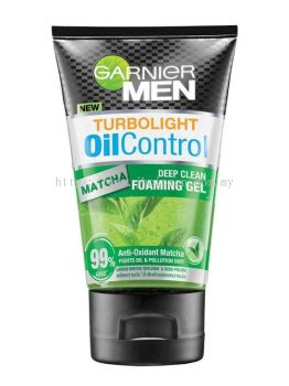 Garnier Men Facial Foam 100ml Turbo Light Oil Control Matcha Deep Clean Foaming Gel 100ml