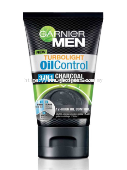 Garnier Men Facial Foam 100ml Turbo Light Oil Control Intensive Charcoal 3-in-1 Foam 100ml