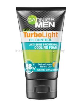 Garnier Men Facial Foam 100ml Turbo Light Oil Control Anti-Shine Brightening Cooling Foam 100ml